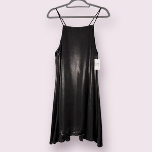 Stone Row Mental 4 Metal Black Silver Metallic Mini Dress Medium